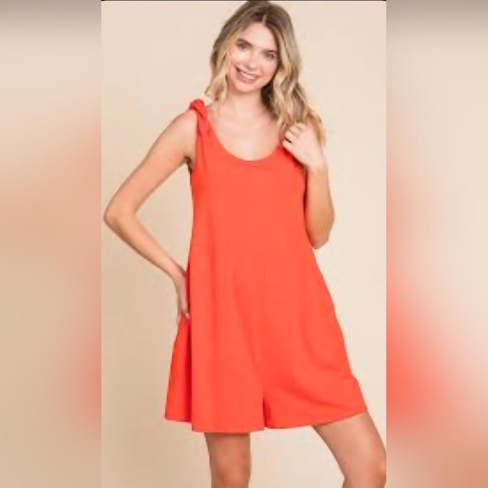 Vibrant Orange Sleeveless Romper